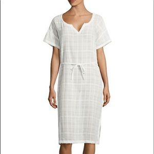 SKIN White Plaid Cotton Belted Caftan Dress Size 2
